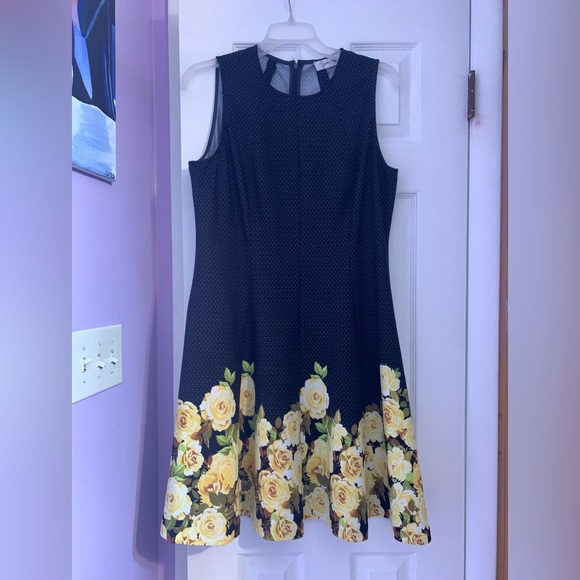 JONES STUDIO POLKA DOT AND ROSES A-LINE DRESS - Picture 2 of 5